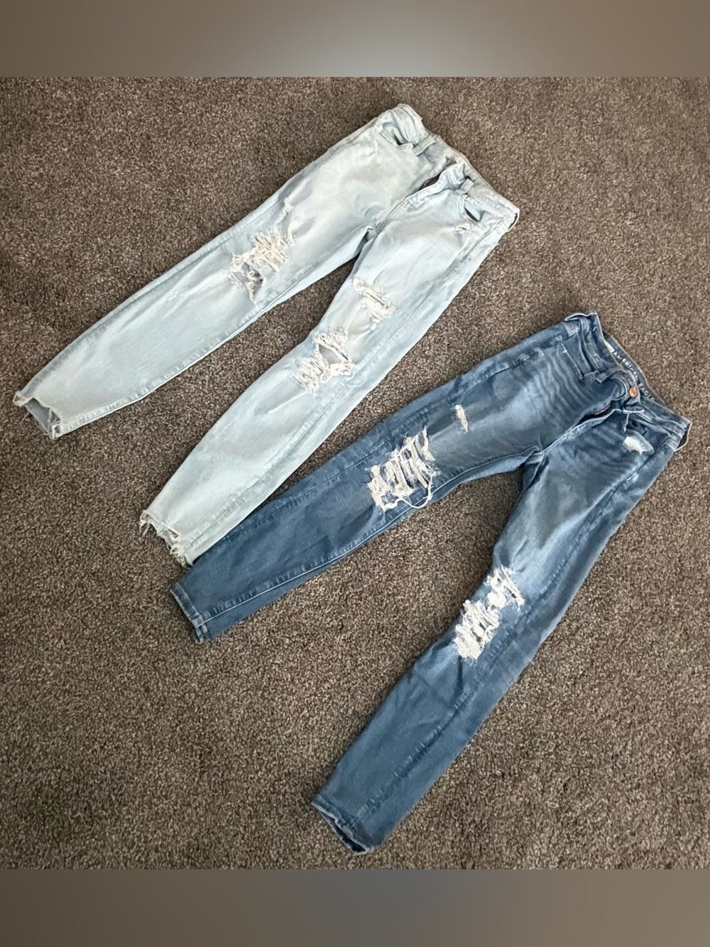 American Eagle Outfitters Skinny Ripped Jeans - Light Blue & Medium Blue